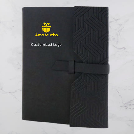 Black Smooth PU Cover with Designed Flap Lock (MOQ- 25)