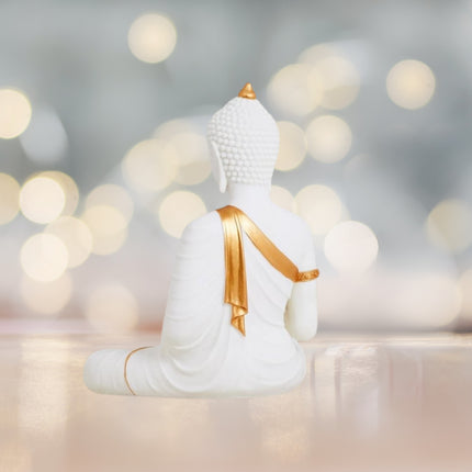 Premium White & Gold Buddha Idol