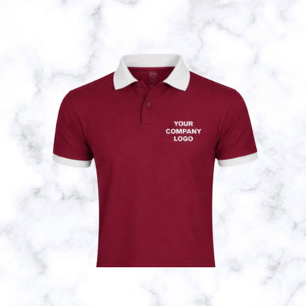 Burgundy with White Contrast Pattern Polo T- Shirt