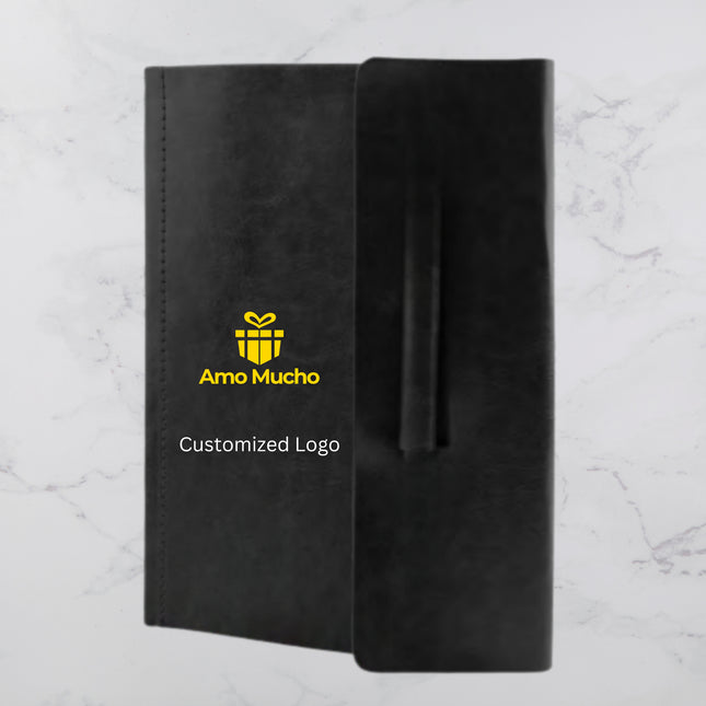 Black Soft PU Leather Diary with Pen Slot (MOQ- 25)