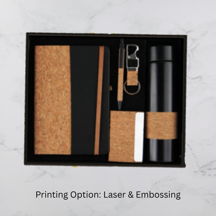 Cork Design Notebook Flask Card Holder Pen and Keychain Set (MOQ - 25)