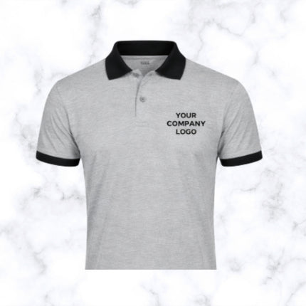Grey with Black Contrast Pattern Polo T- Shirt