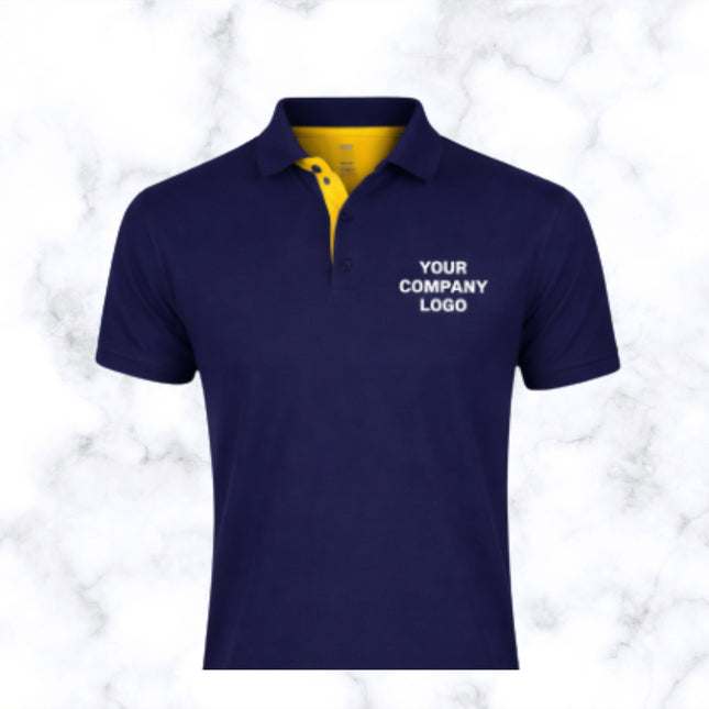 Navy Blue with Yellow Plaket Polo T- Shirt