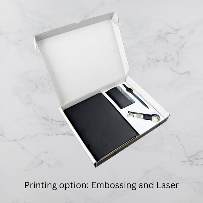 Plain Black Diary Keychain Card Holder & Ball Pen Set (MOQ - 25)