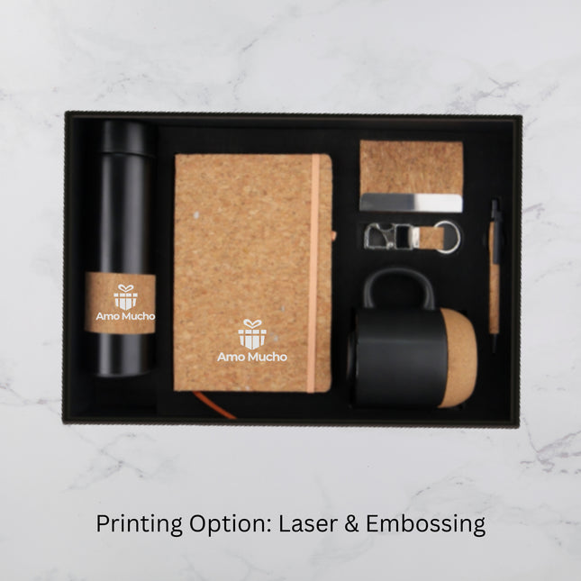 Luxury Cork Design Gift Set with Temperature Bottle Notebook and Accessories (MOQ - 25)