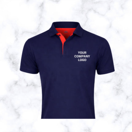 Navy Blue with Orange Plaket Polo T- Shirt