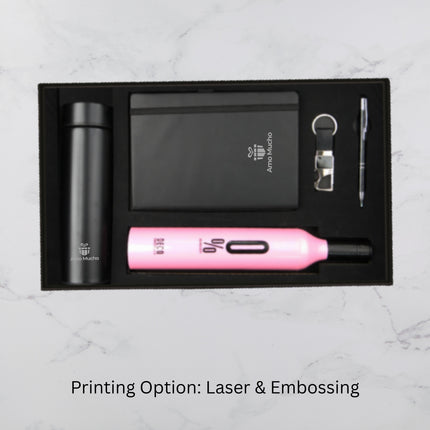 Elite Black Gift Set With Notebook Temperature Bottle Umbrella and Accessories (MOQ - 25)