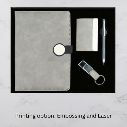 Elegant Grey Diary Keychain Card Holder & Ball Pen Set (MOQ - 25)