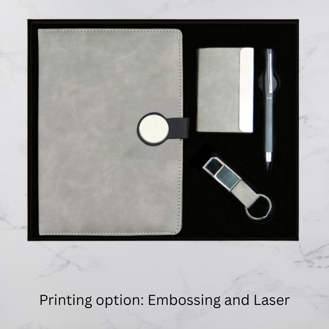 Elegant Grey Diary Keychain Card Holder & Ball Pen Set (MOQ - 25)