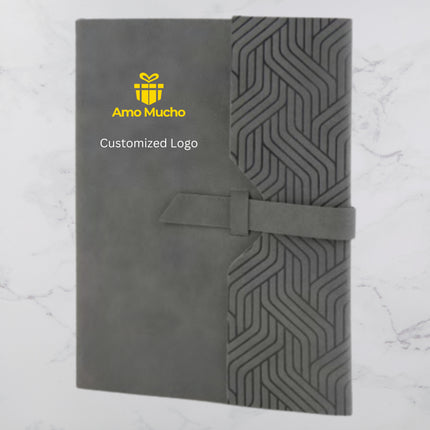 Grey Smooth PU Cover with Designed Flap Lock (MOQ- 25)