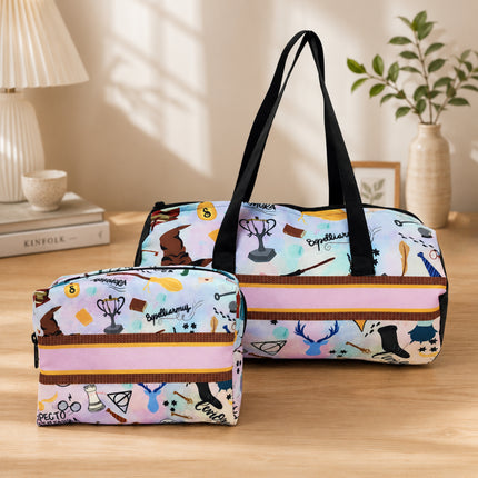 Kids Duffel Bag with Matching Pouch – School Theme Travel Set