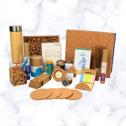 Eco Gift Set With Coasters Pen Stand and Bamboo Bottle