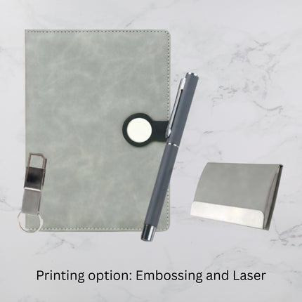 Elegant Grey Diary Keychain Card Holder & Ball Pen Set (MOQ - 25)