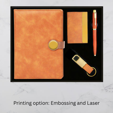 Elegant Brown Diary Keychain Card Holder & Ball Pen Set (MOQ - 25)