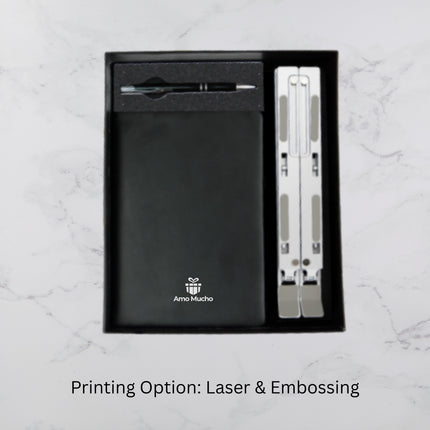 Black Notebook Laptop Stand and Ball Pen Set (MOQ - 25)