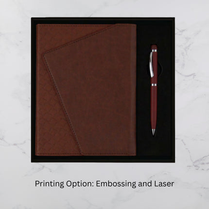 Dark Brown Dual Design Diary & Ball Pen Set (MOQ - 25)