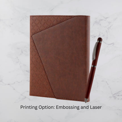 Dark Brown Dual Design Diary & Ball Pen Set (MOQ - 25)