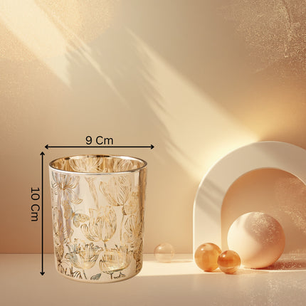 Set of 2 Printed Glass Candle Holder