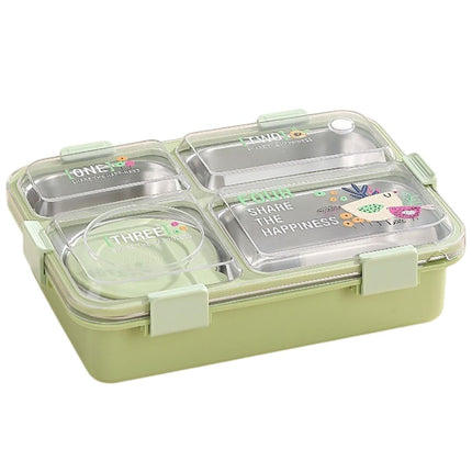 Bento Lunch Box with 3 Compartments For Kids (Blue/Green/Pink)