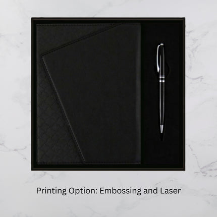 Black Dual Design Diary & Ball Pen Set (MOQ - 25)