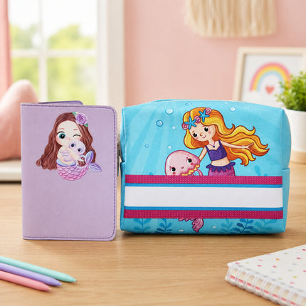 Mermaid Theme Kids Pouch & Passport Cover Set
