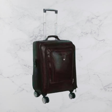 Three Zipper Pure Leather Trolley Bag