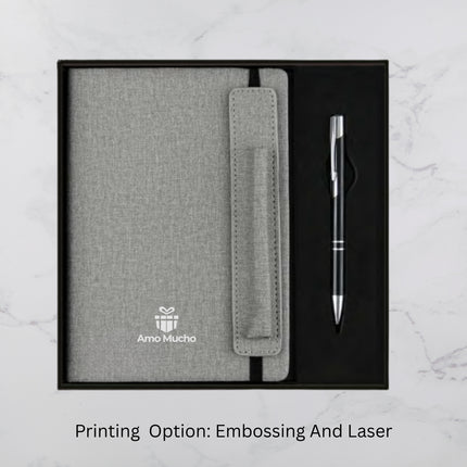 Grey Colour PU Cover Diary & Ball Pen Set (MOQ - 25)