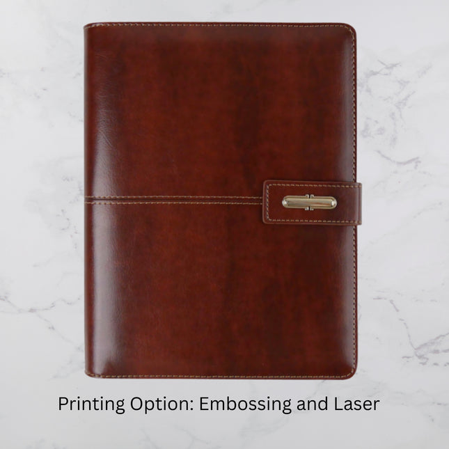 Rich Brown PU Leather Organizer with Magnetic Flap (MOQ - 25)