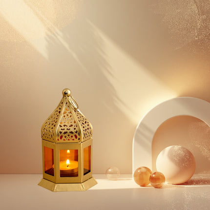 Golden Glass and Metal Lantern