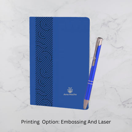 Royal Blue Ribbon Designed PU Cover Diary & Ball Pen Set (MOQ - 25)