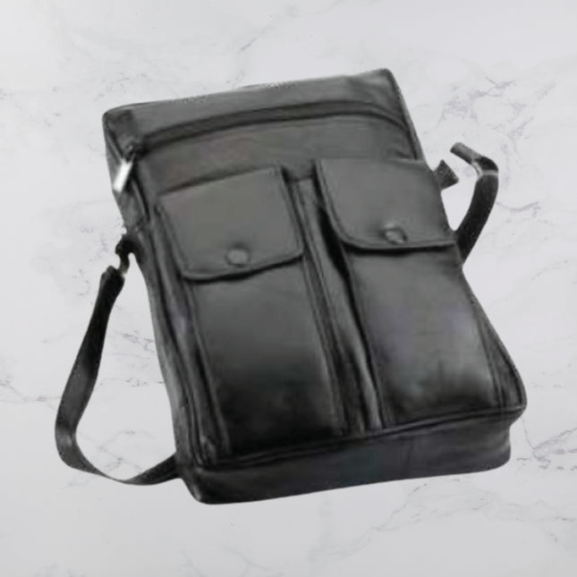 Black Large Sheep Leather Pouch