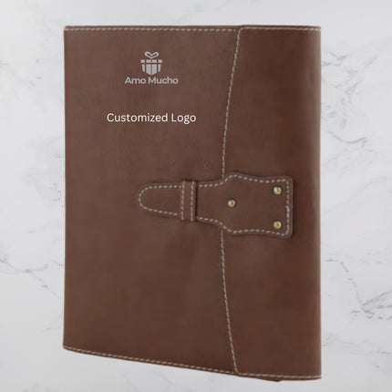 Dark Brown Smooth PU Cover with Flap Lock (MOQ- 25)