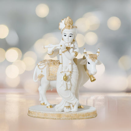 Krishna With Cow Figurine