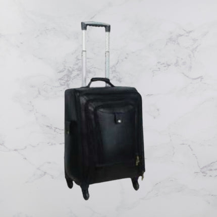 Three Zipper Pure Leather Trolley Bag