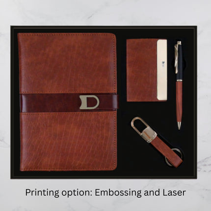 Brown Croc Design Diary Keychain Card Holder & Ball Pen Set (MOQ - 25)