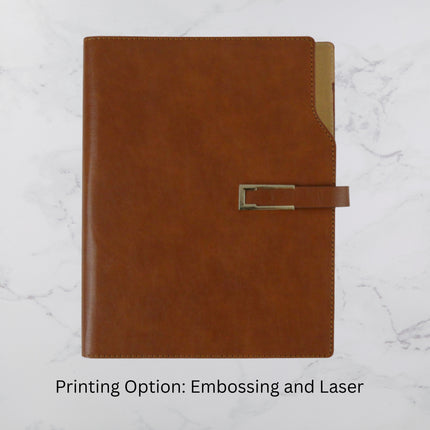 Premium Tan PU Leather Organizer with Metal Buckle Flap Closure (MOQ - 25)