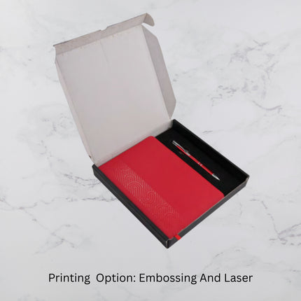 Royal Red Ribbon Designed PU Cover Diary & Ball Pen Set (MOQ - 25)