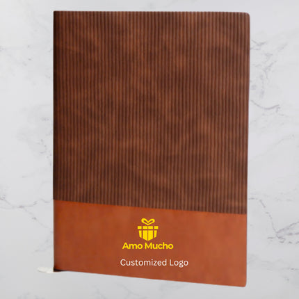 Brown Straight Ribs PU Cover Diary (MOQ- 25)