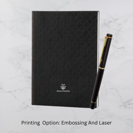 Black Designed PU Cover Diary & Ball Pen Set (MOQ - 25)