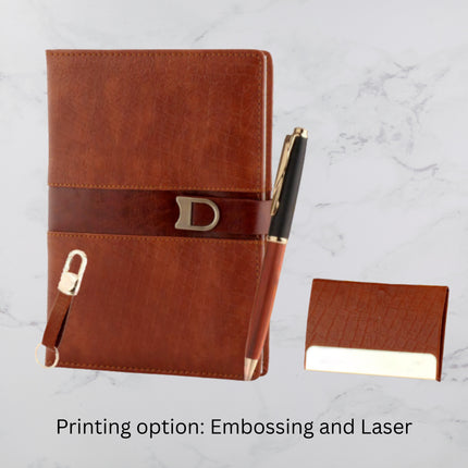 Brown Croc Design Diary Keychain Card Holder & Ball Pen Set (MOQ - 25)