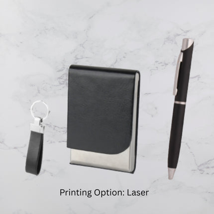 Luxury Black Gift Set With Pen Card Holder and Keychain (MOQ - 25)
