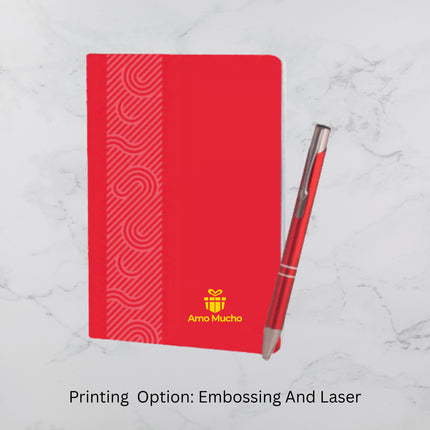 Royal Red Ribbon Designed PU Cover Diary & Ball Pen Set (MOQ - 25)