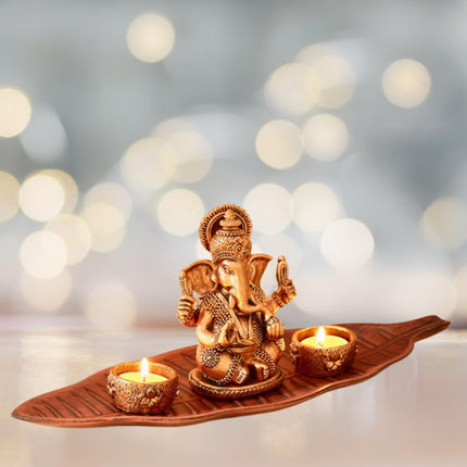 4 Pcs Ganesha Figurine With T- Light Holders