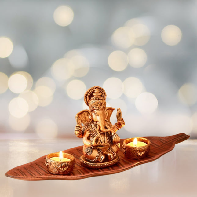 4 Pcs Ganesha Figurine With T- Light Holders