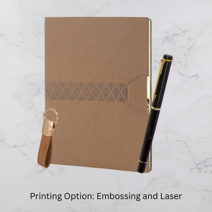 Brown Center Ribbon Diary Keychain & Ball Pen Set(MOQ - 25)