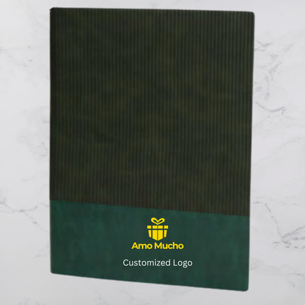 Green Straight Ribs PU Cover Diary (MOQ- 25)