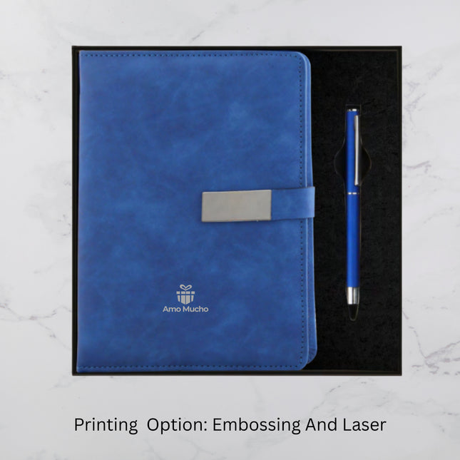 Blue PU Cover Diary & Ball Pen Set (MOQ - 25)