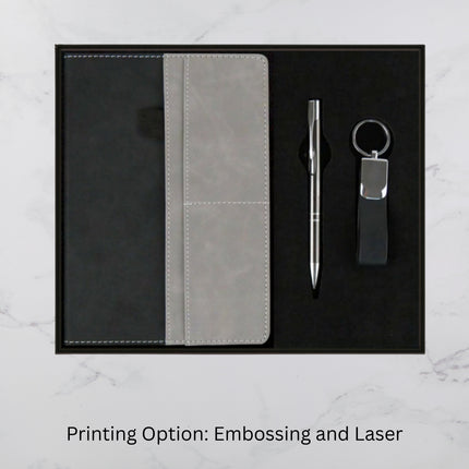 Black And Grey Diary Keychain & Ball Pen (MOQ - 25)