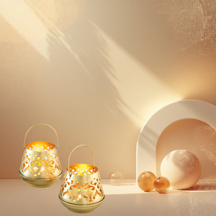 Set of 2 Metal Cut out Lanterns