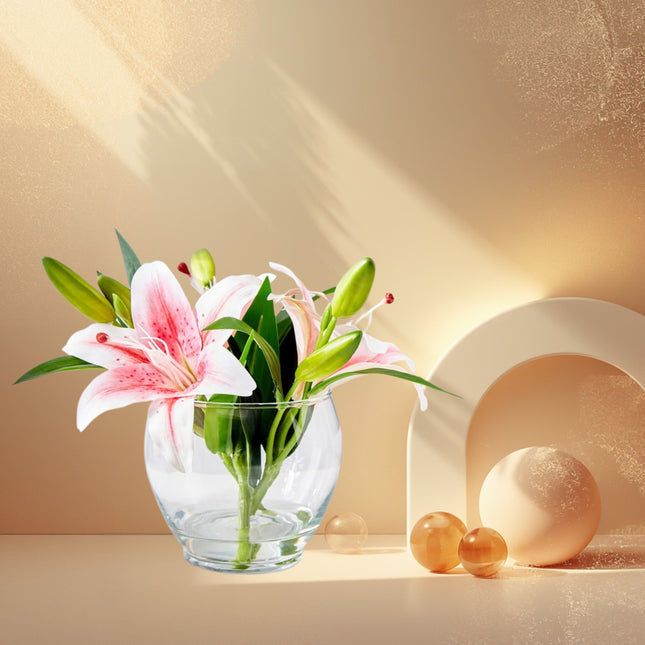 Lilies In Glass Pot